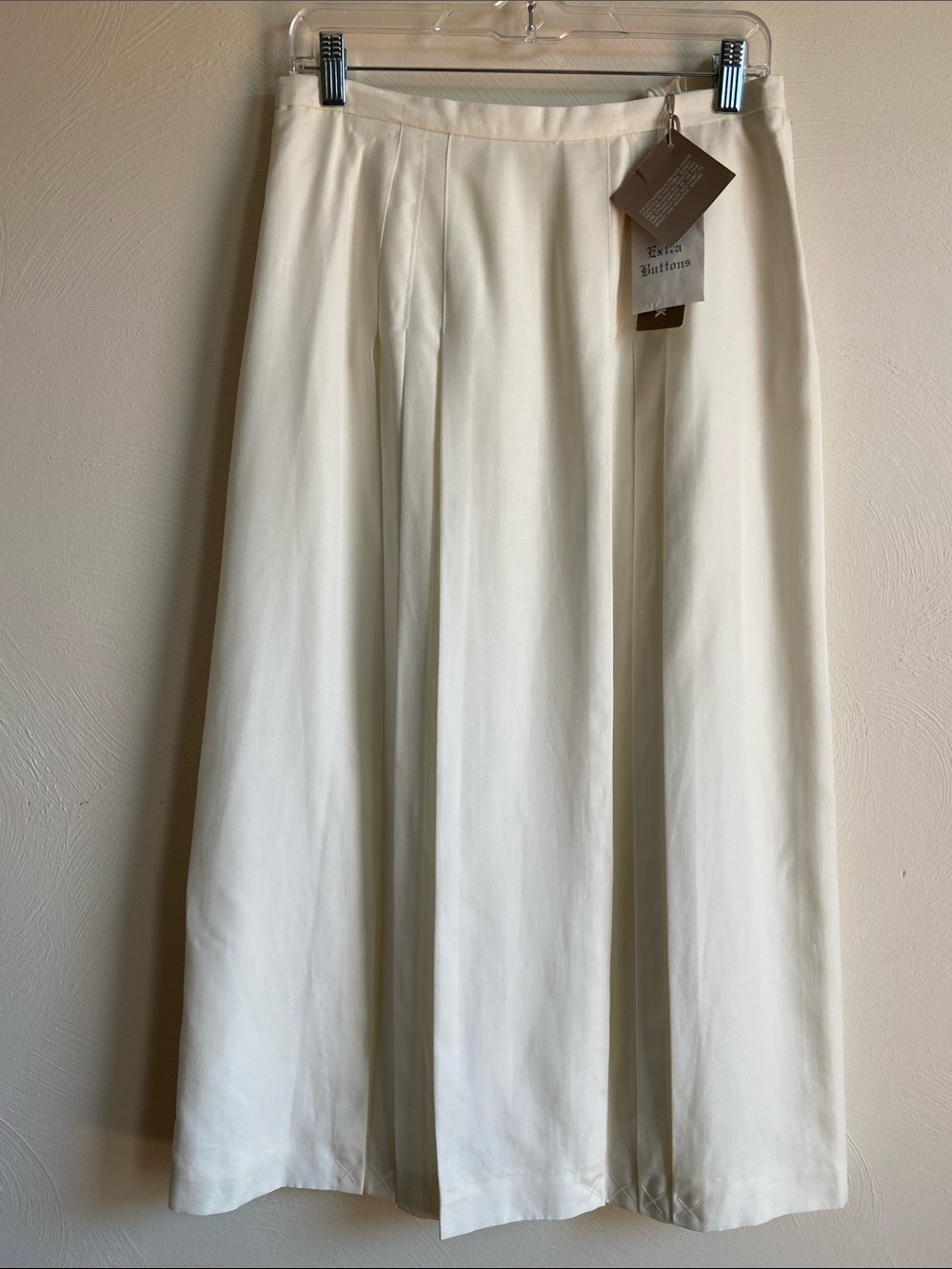 Jones New York Cream Midi Pleated A-Line Skirt Size 14